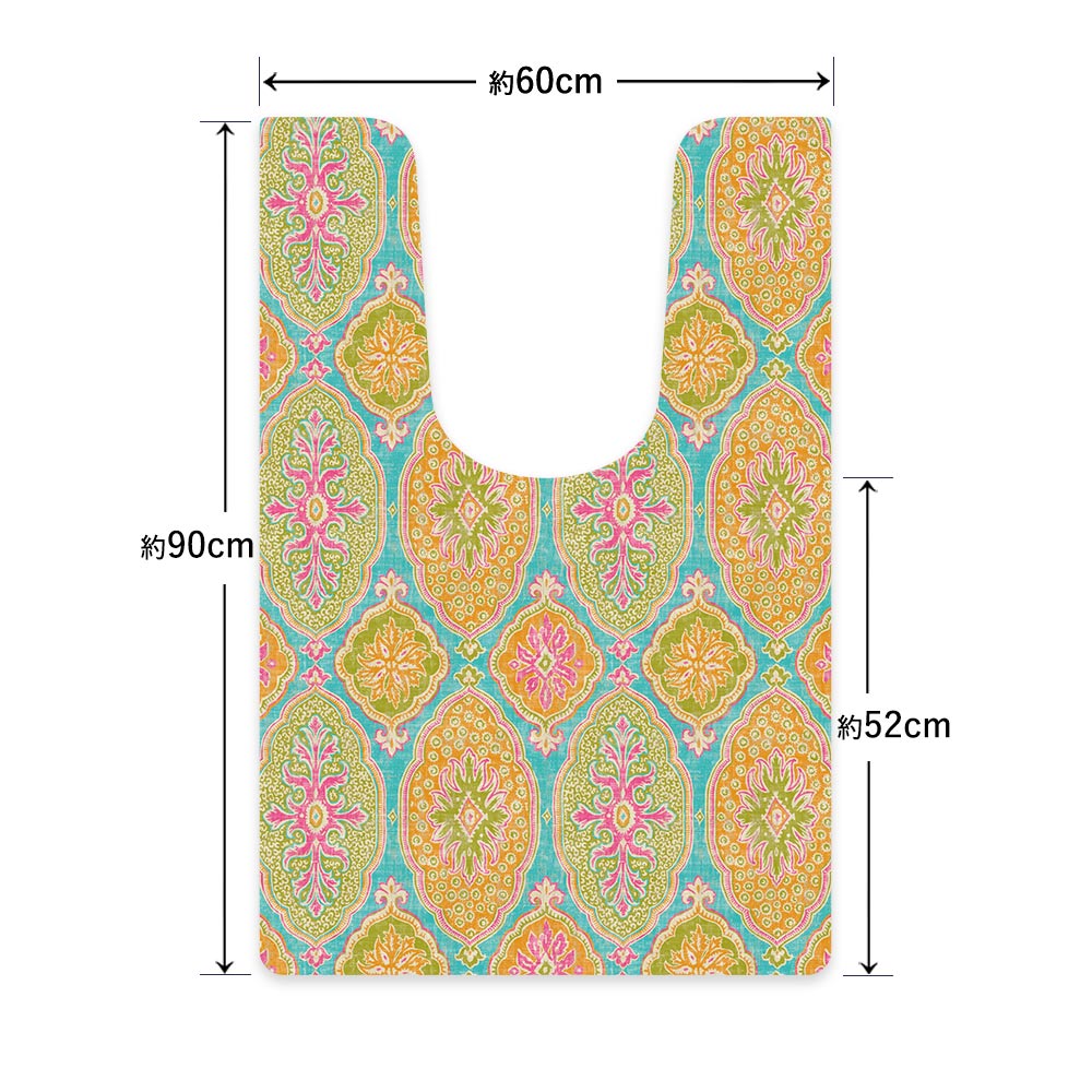 拭ける トイレマット Sheete me! シーテミー ロングタイプ 60cm×90cm BOHO C2 スカイブルー