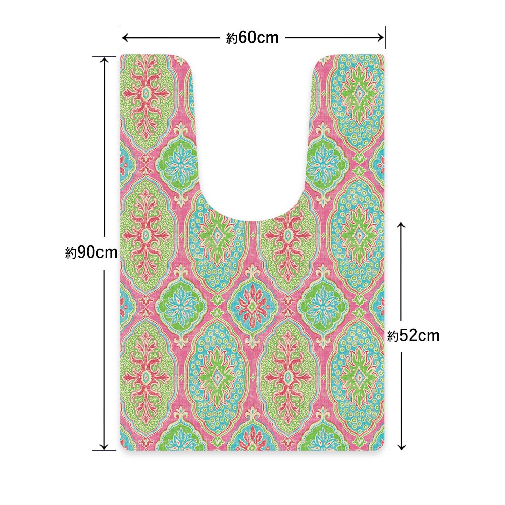 拭ける トイレマット Sheete me! シーテミー ロングタイプ 60cm×90cm BOHO C3 ピンク