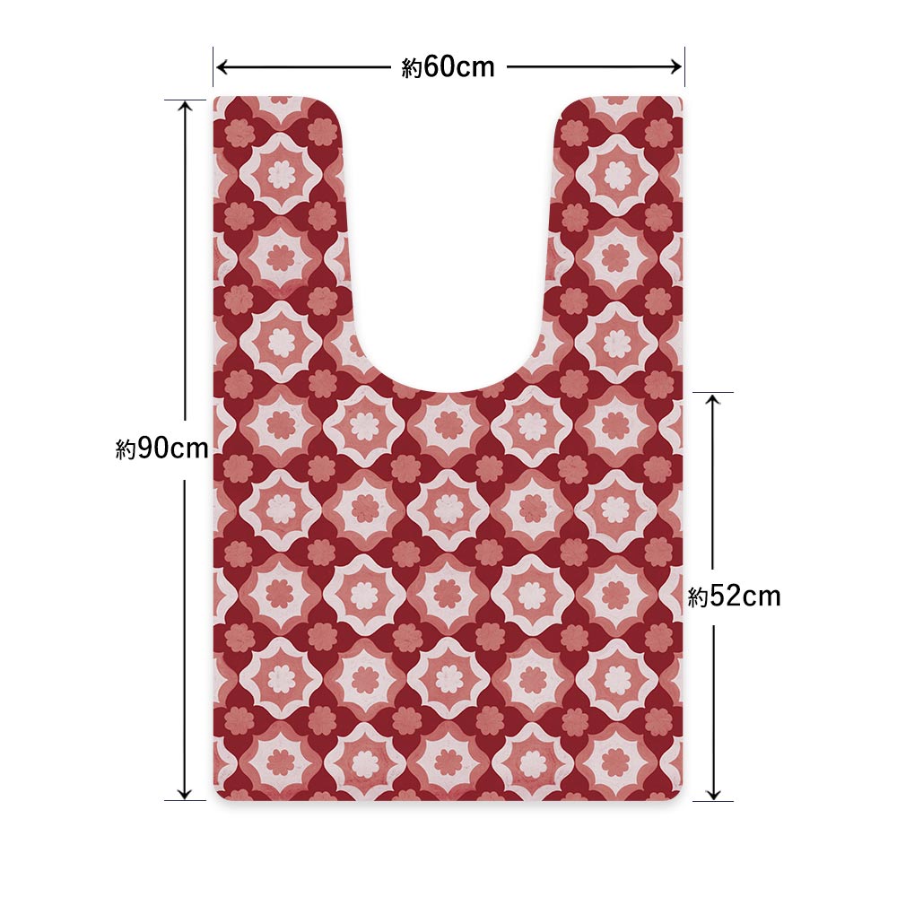 拭ける トイレマット Sheete me! シーテミー ロングタイプ 60cm×90cm 復刻ヴィンテージ A柄 レッド×レッド