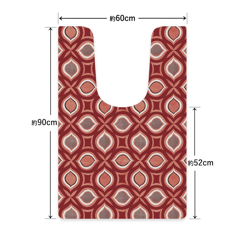 拭ける トイレマット Sheete me! シーテミー ロングタイプ 60cm×90cm 復刻ヴィンテージ C柄 レッド×レッド