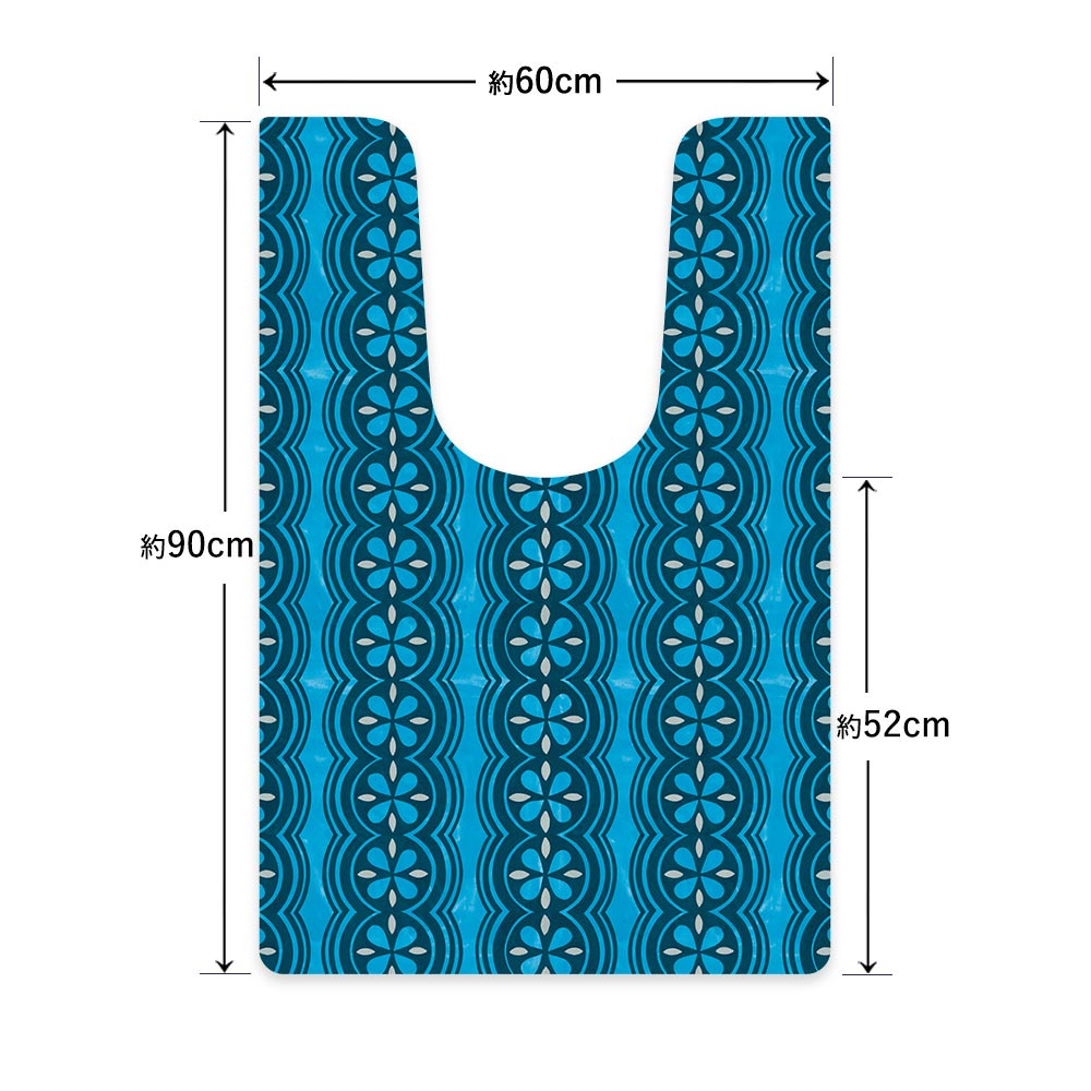 拭ける トイレマット Sheete me! シーテミー ロングタイプ 60cm×90cm 復刻ヴィンテージ E柄 ブルー×ブルー