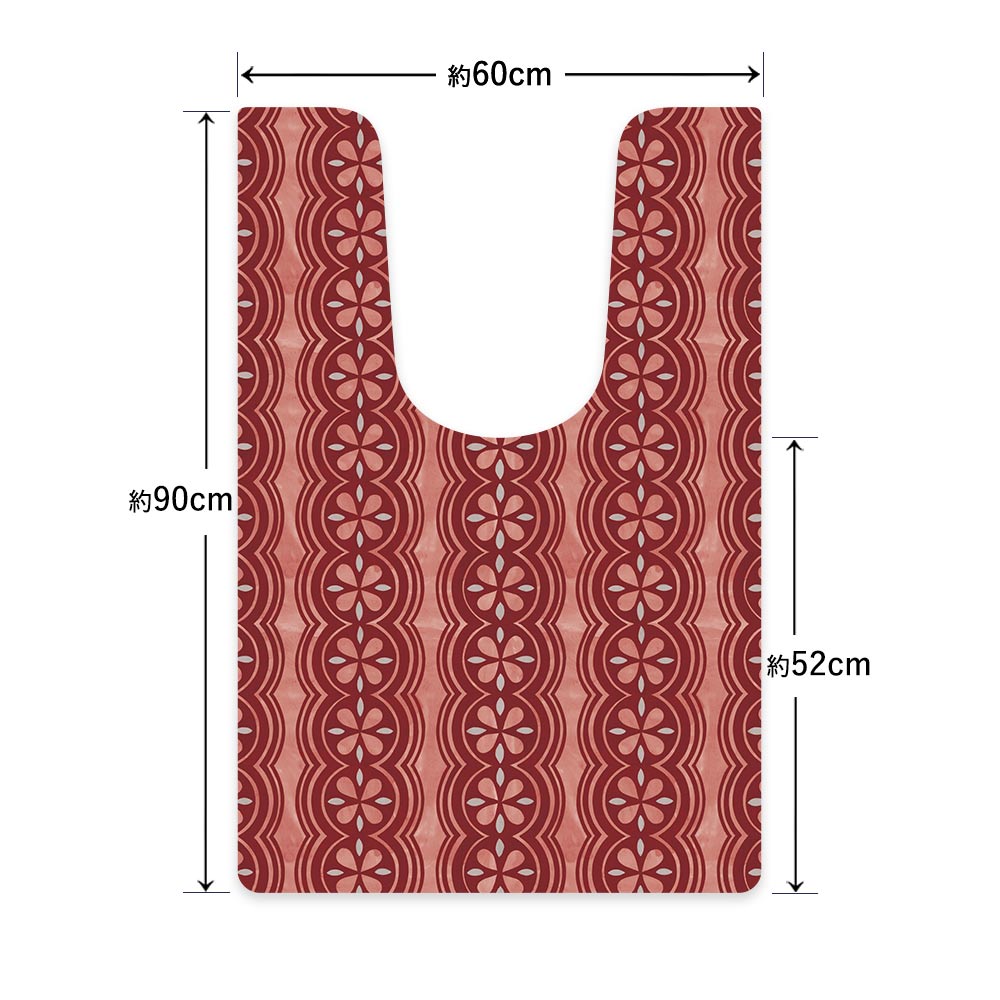 拭ける トイレマット Sheete me! シーテミー ロングタイプ 60cm×90cm 復刻ヴィンテージ E柄 レッド×レッド