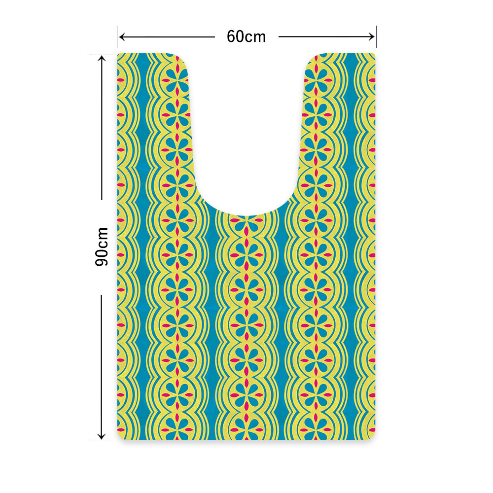 拭ける トイレマット Sheete me! シーテミー ロングタイプ 60cm×90cm 復刻ヴィンテージ E柄 ビビッドBL×YW×PK