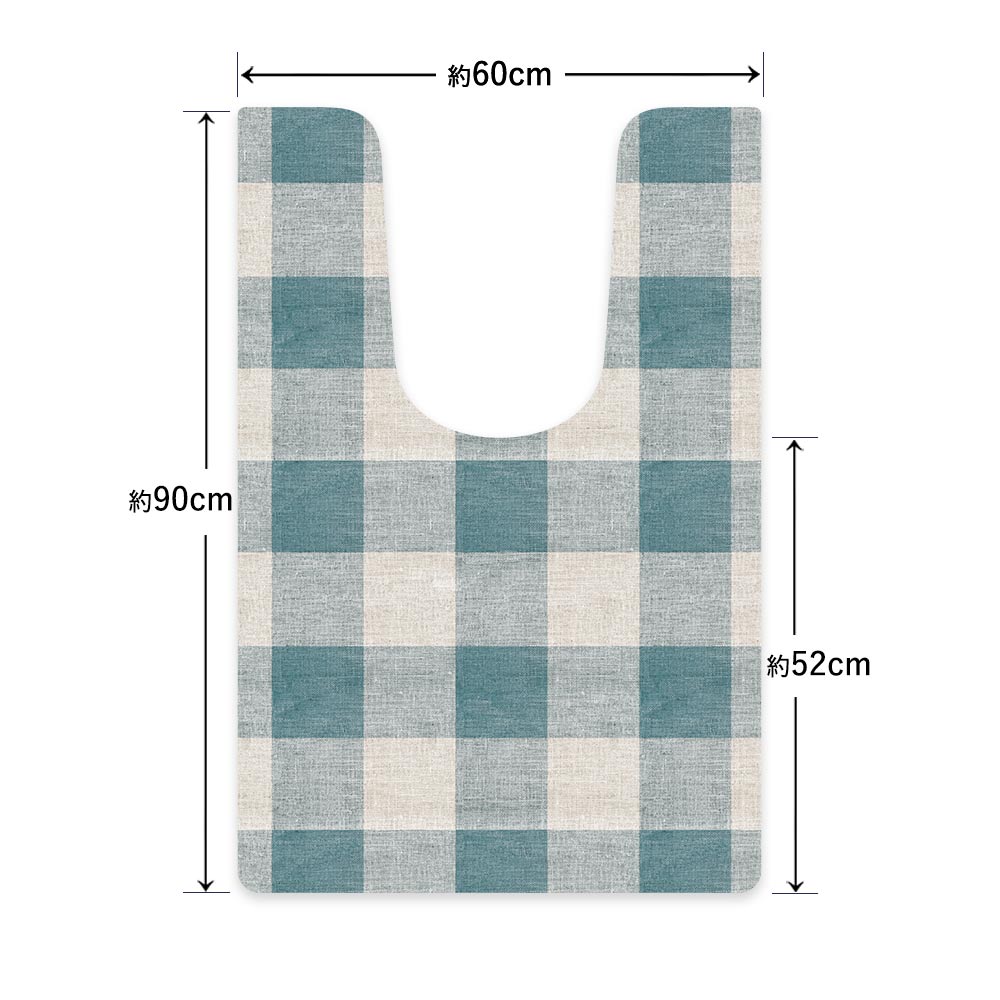 拭ける トイレマット Sheete me! シーテミー ロングタイプ 60cm×90cm ギンガムチェック マリン