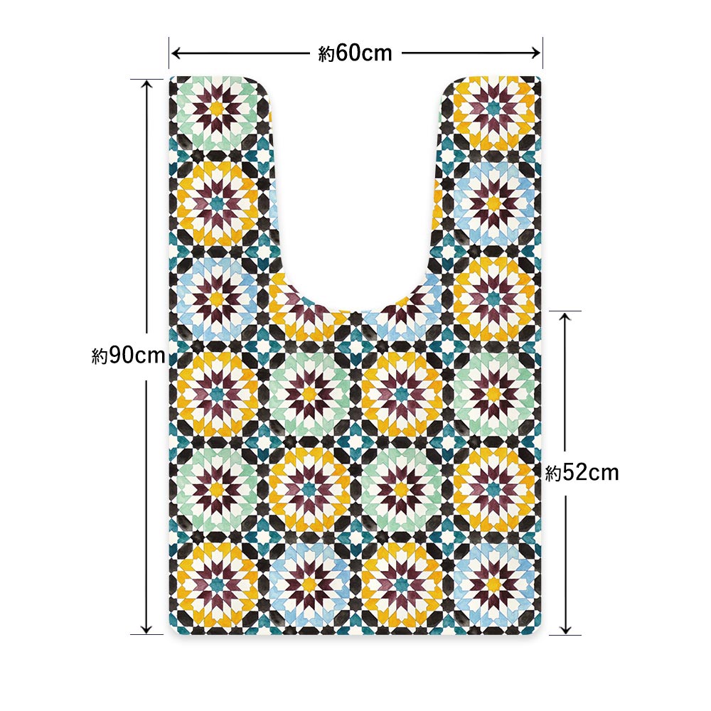 拭ける トイレマット Sheete me! シーテミー ロングタイプ 60cm×90cm モロッコタイル ブルー×グリーン