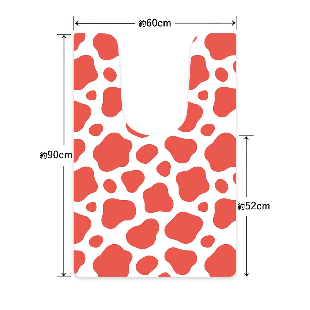 拭ける トイレマット Sheete me! シーテミー ロングタイプ 60cm×90cm モーモー レッド