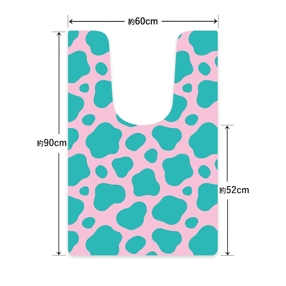 拭ける トイレマット Sheete me! シーテミー ロングタイプ 60cm×90cm モーモー ピンク×ターコイズ