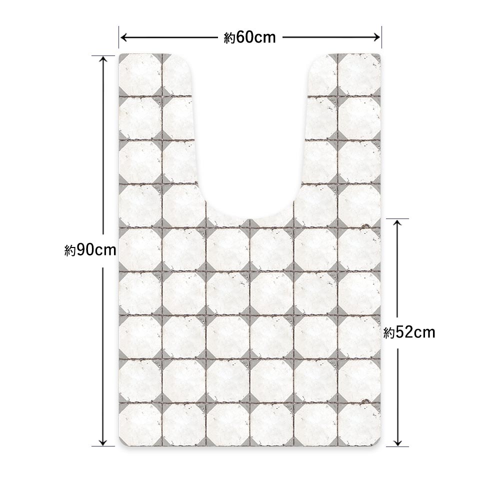 拭ける トイレマット Sheete me! シーテミー ロングタイプ 60cm×90cm レトロタイル ダイヤ/グレー