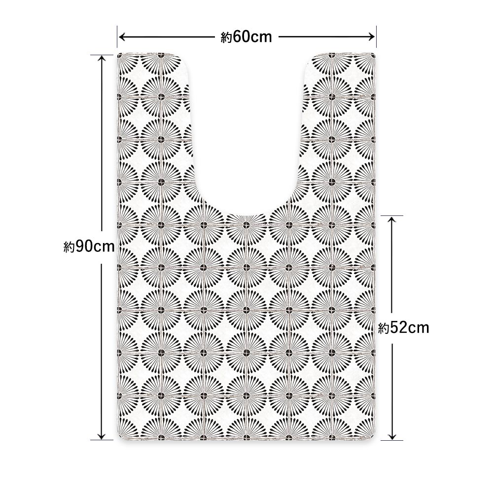 拭ける トイレマット Sheete me! シーテミー ロングタイプ 60cm×90cm レトロタイル デイジー/ブラック