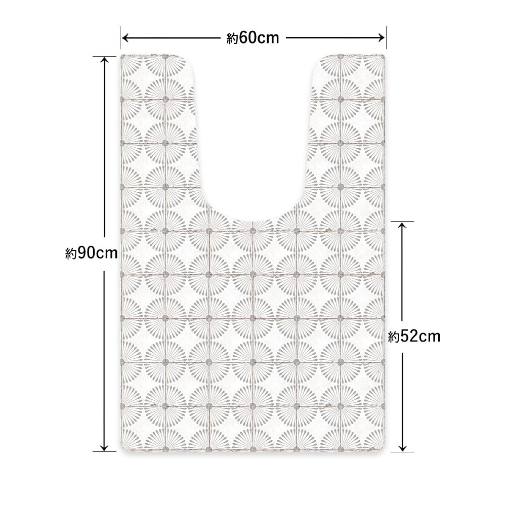 拭ける トイレマット Sheete me! シーテミー ロングタイプ 60cm×90cm レトロタイル デイジー/グレー