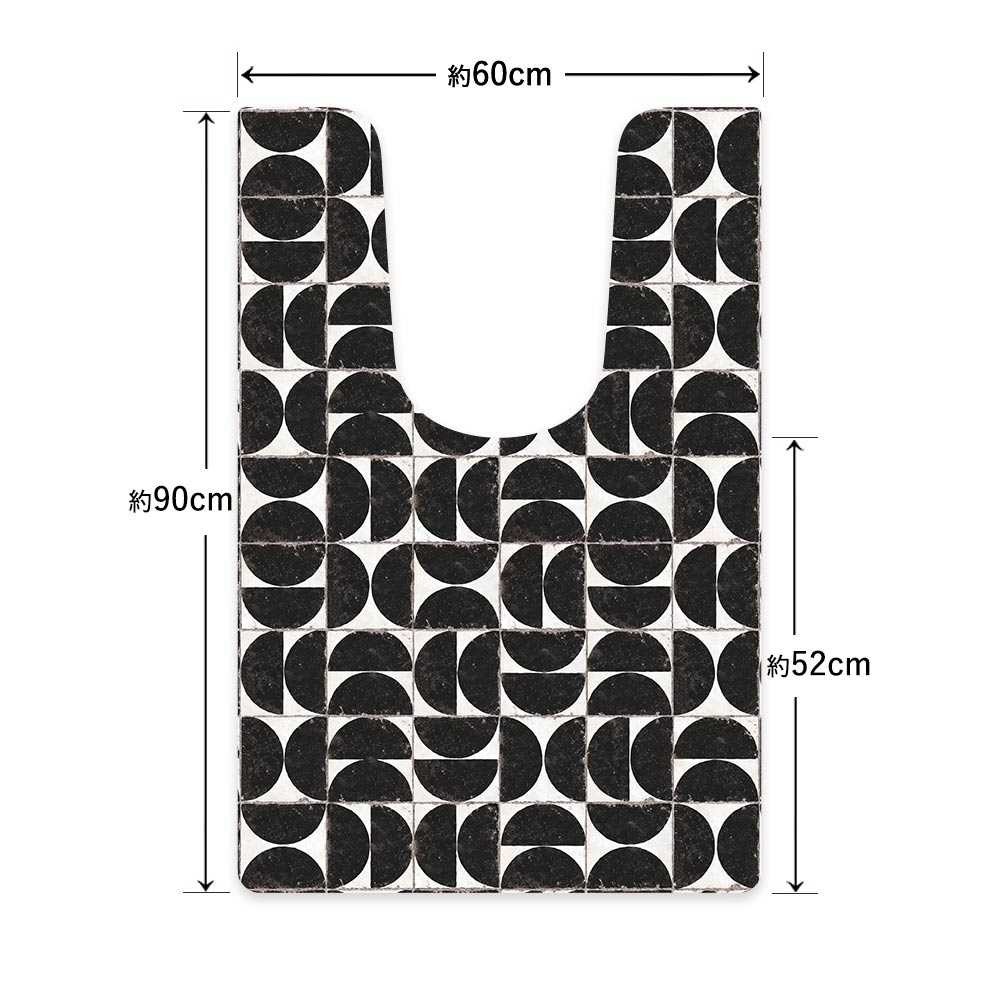 拭ける トイレマット Sheete me! シーテミー ロングタイプ 60cm×90cm レトロタイル マルメ/ブラック