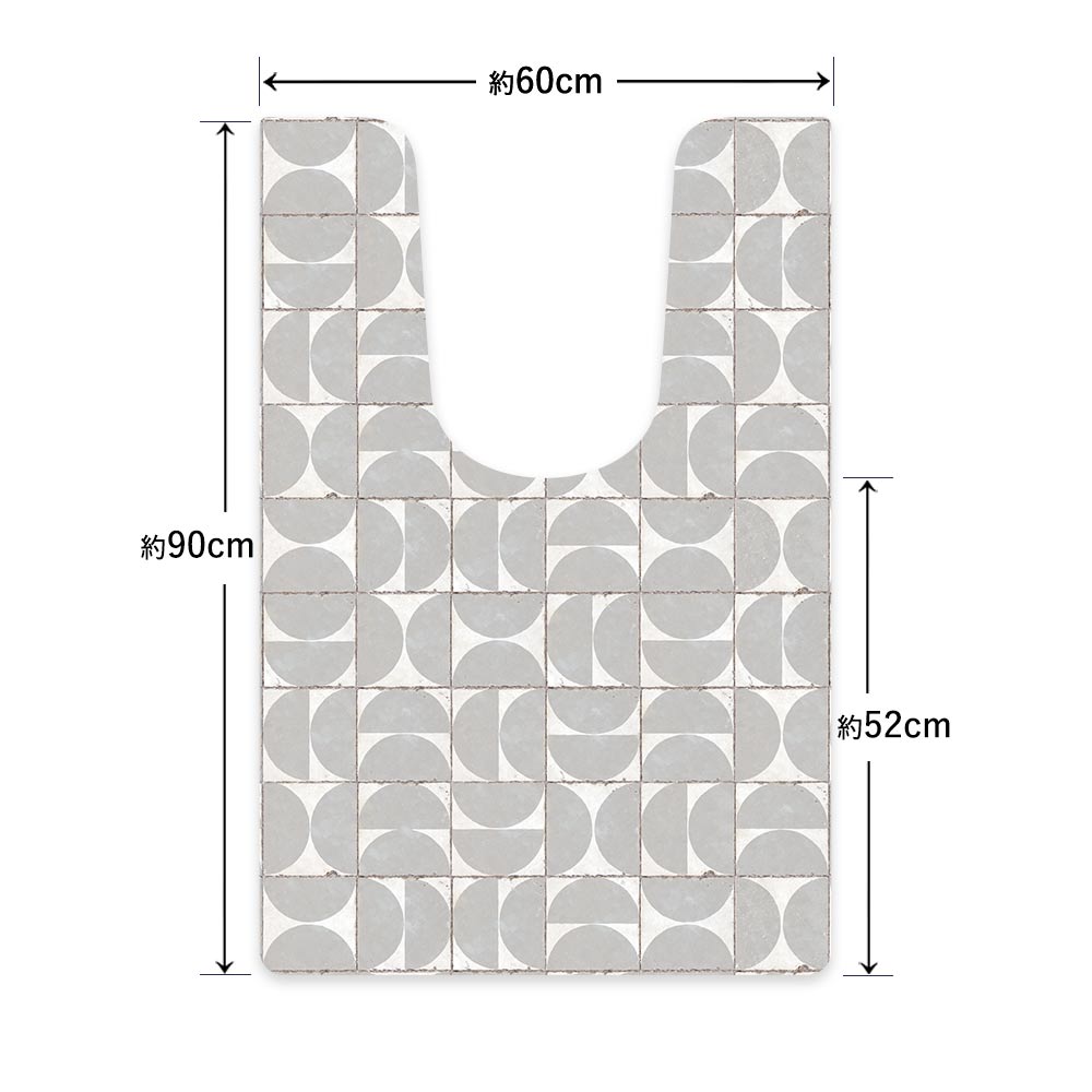 拭ける トイレマット Sheete me! シーテミー ロングタイプ 60cm×90cm レトロタイル マルメ/グレー