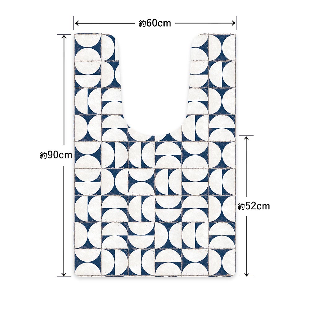 拭ける トイレマット Sheete me! シーテミー ロングタイプ 60cm×90cm レトロタイル マルメ/ネイビー