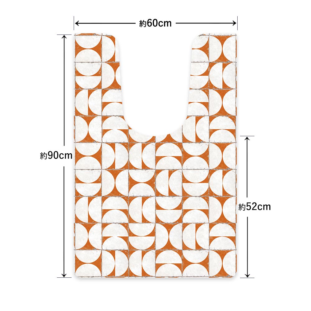 拭ける トイレマット Sheete me! シーテミー ロングタイプ 60cm×90cm レトロタイル マルメ/オレンジ