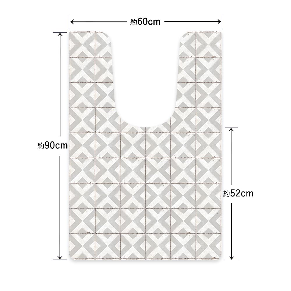 拭ける トイレマット Sheete me! シーテミー ロングタイプ 60cm×90cm レトロタイル テトラ/グレー