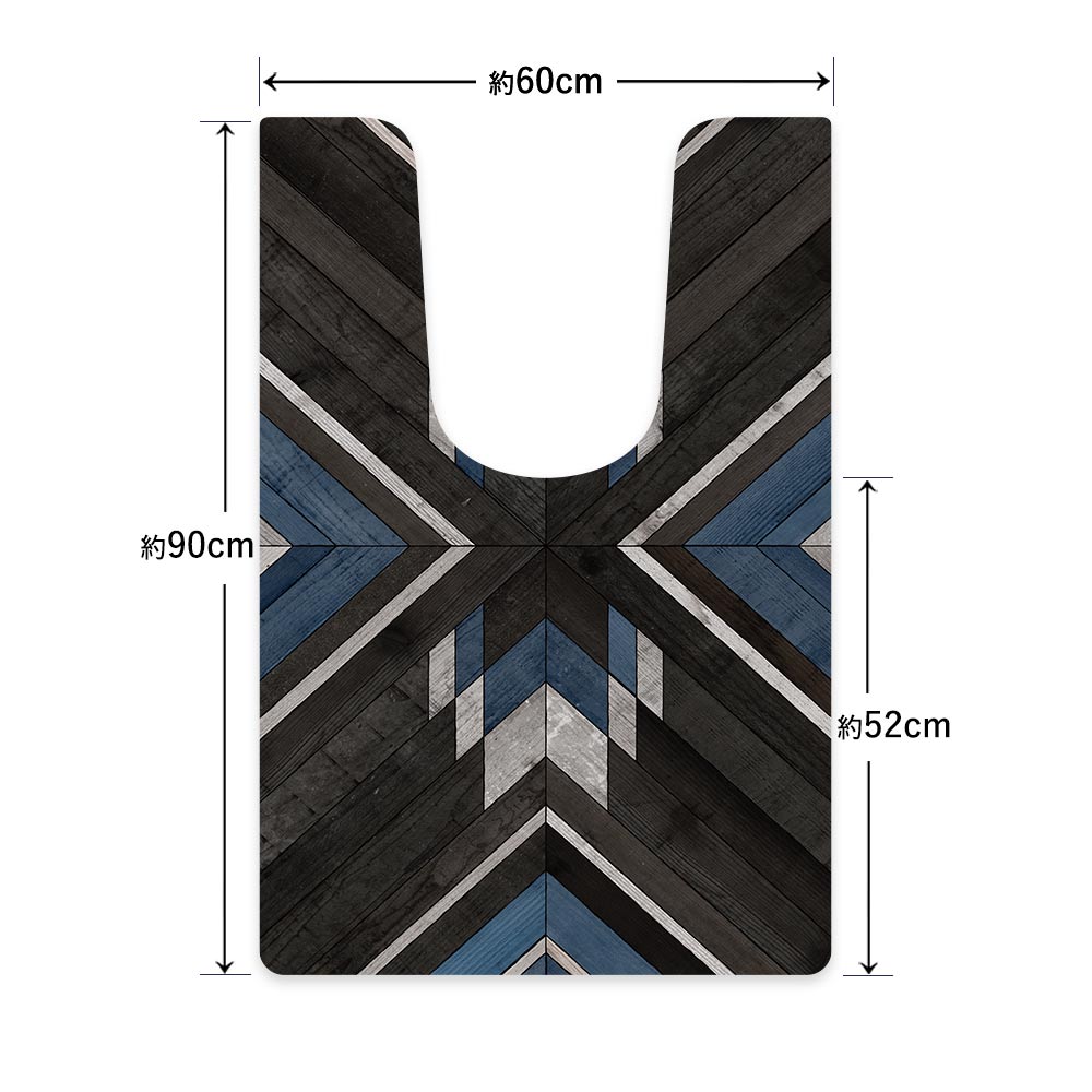 拭ける トイレマット Sheete me! シーテミー ロングタイプ 60cm×90cm トライバルパーケット ブルー