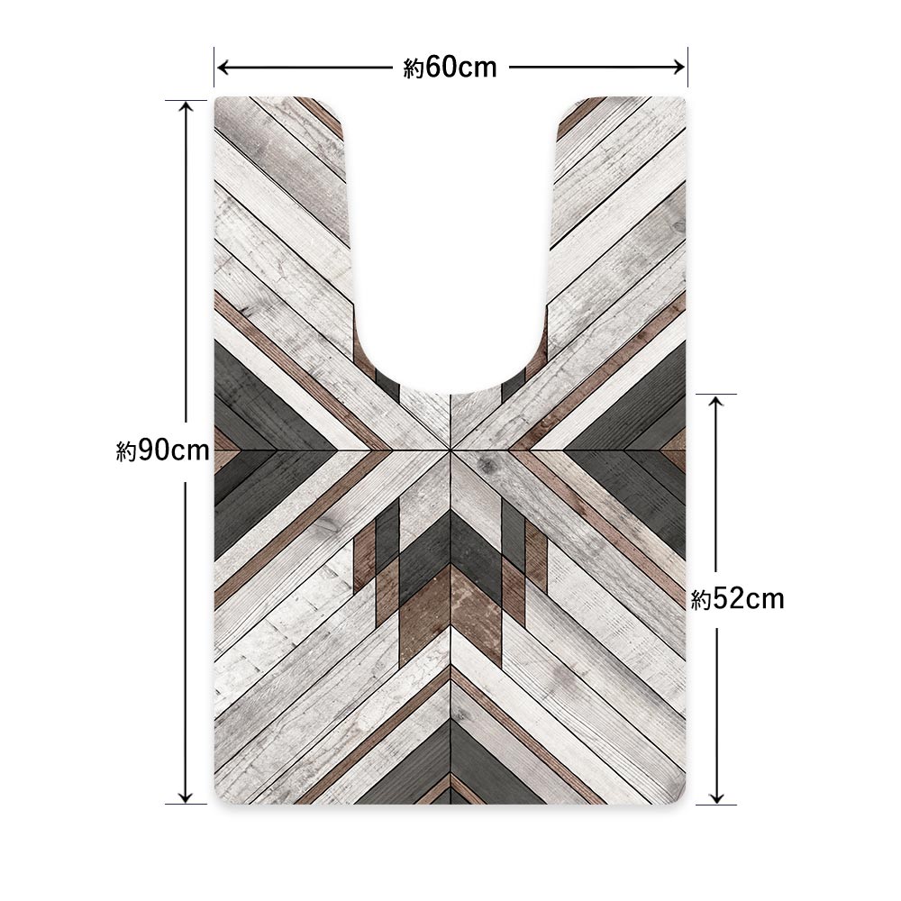 拭ける トイレマット Sheete me! シーテミー ロングタイプ 60cm×90cm トライバルパーケット ホワイト