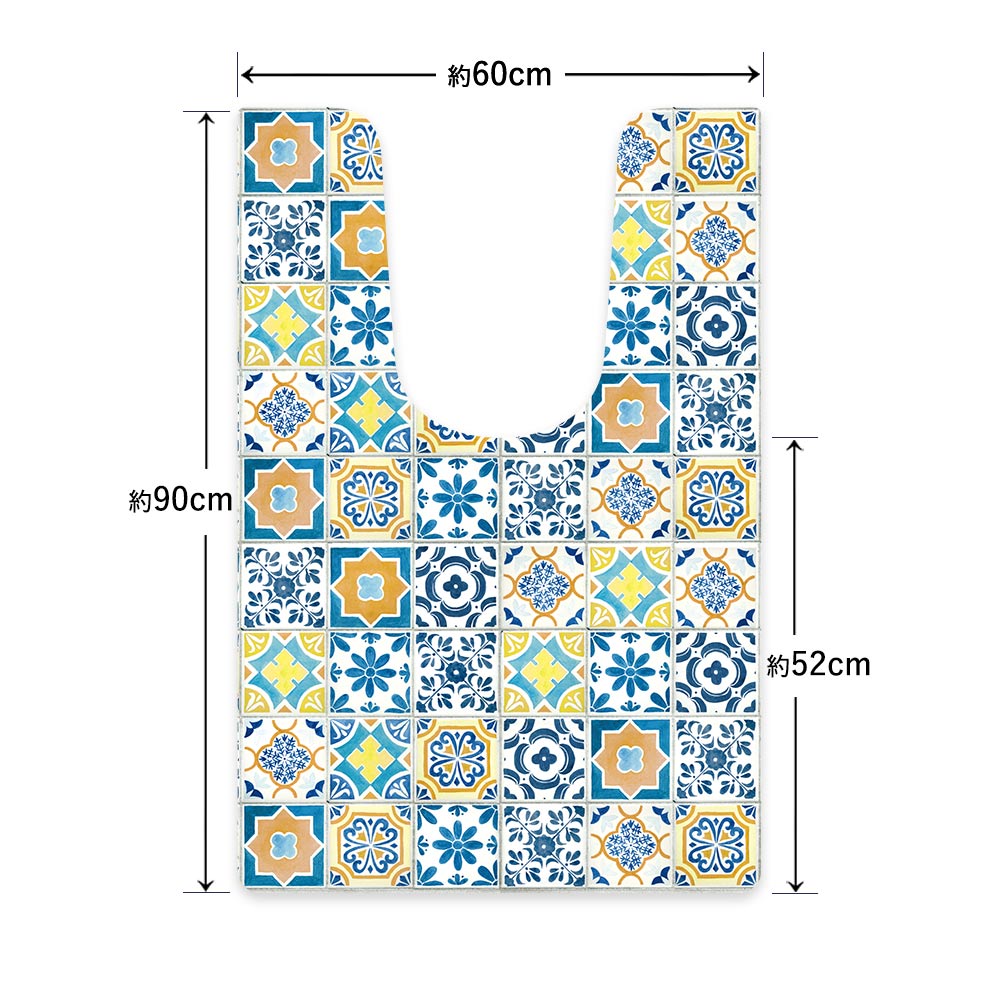 拭ける トイレマット Sheete me! シーテミー ロングタイプ 60cm×90cm ランダムタイル カラフル