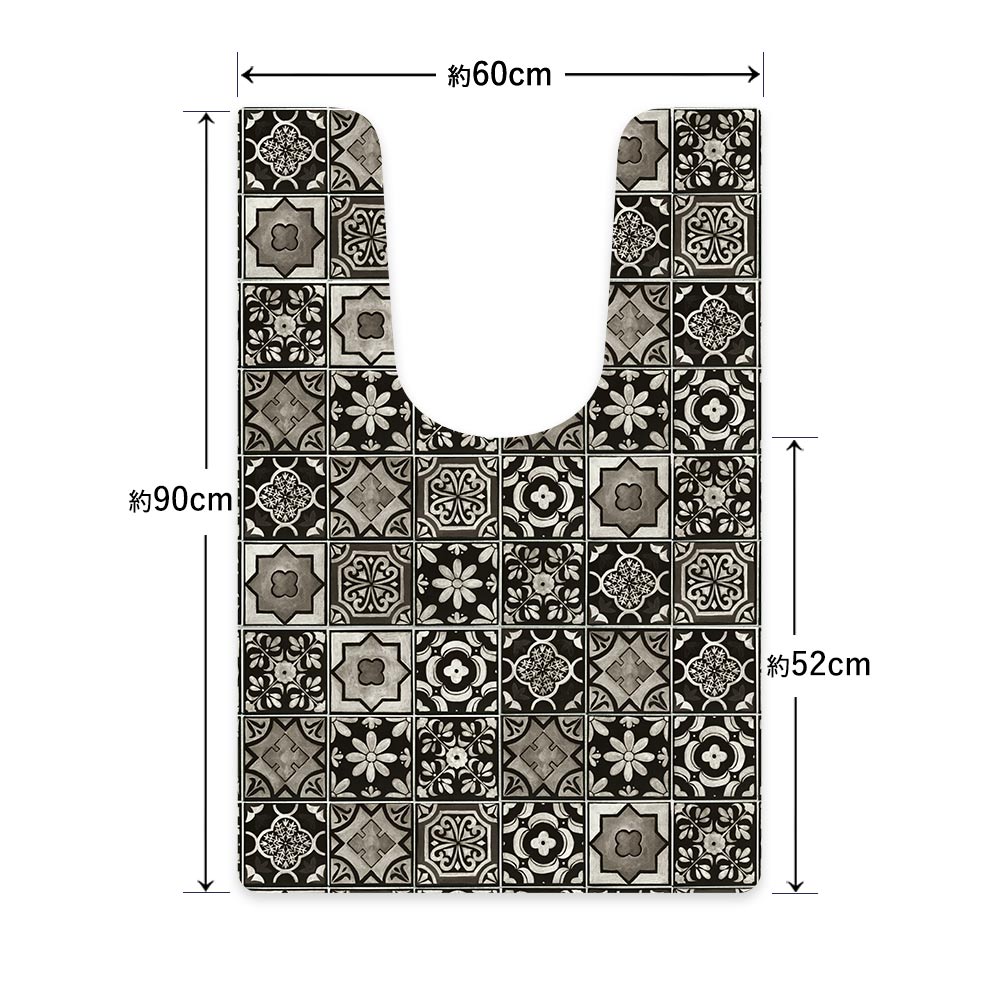 拭ける トイレマット Sheete me! シーテミー ロングタイプ 60cm×90cm ランダムタイル ブラック