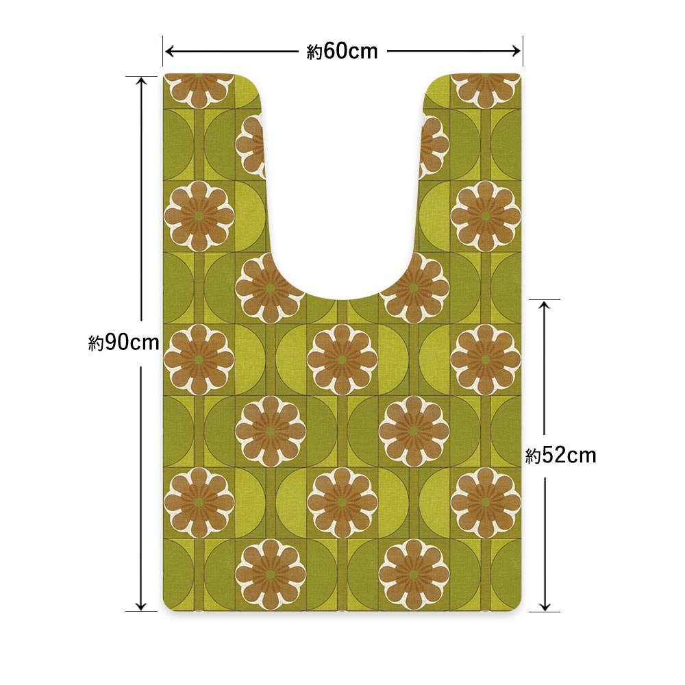 拭ける トイレマット Sheete me! シーテミー ロングタイプ 60cm×90cm ビンテージパターン ボンボン