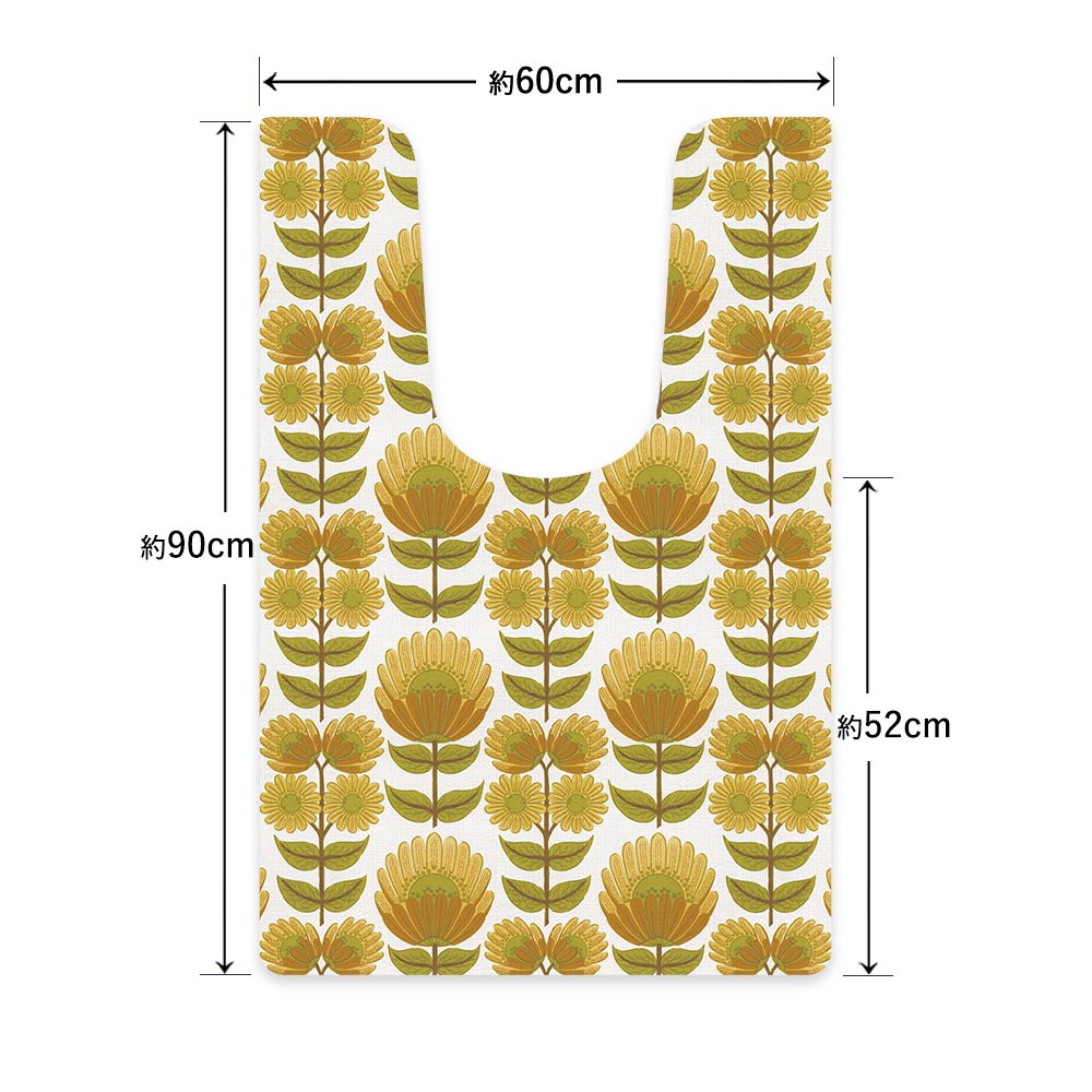 拭ける トイレマット Sheete me! シーテミー ロングタイプ 60cm×90cm ビンテージパターン サンフラワー