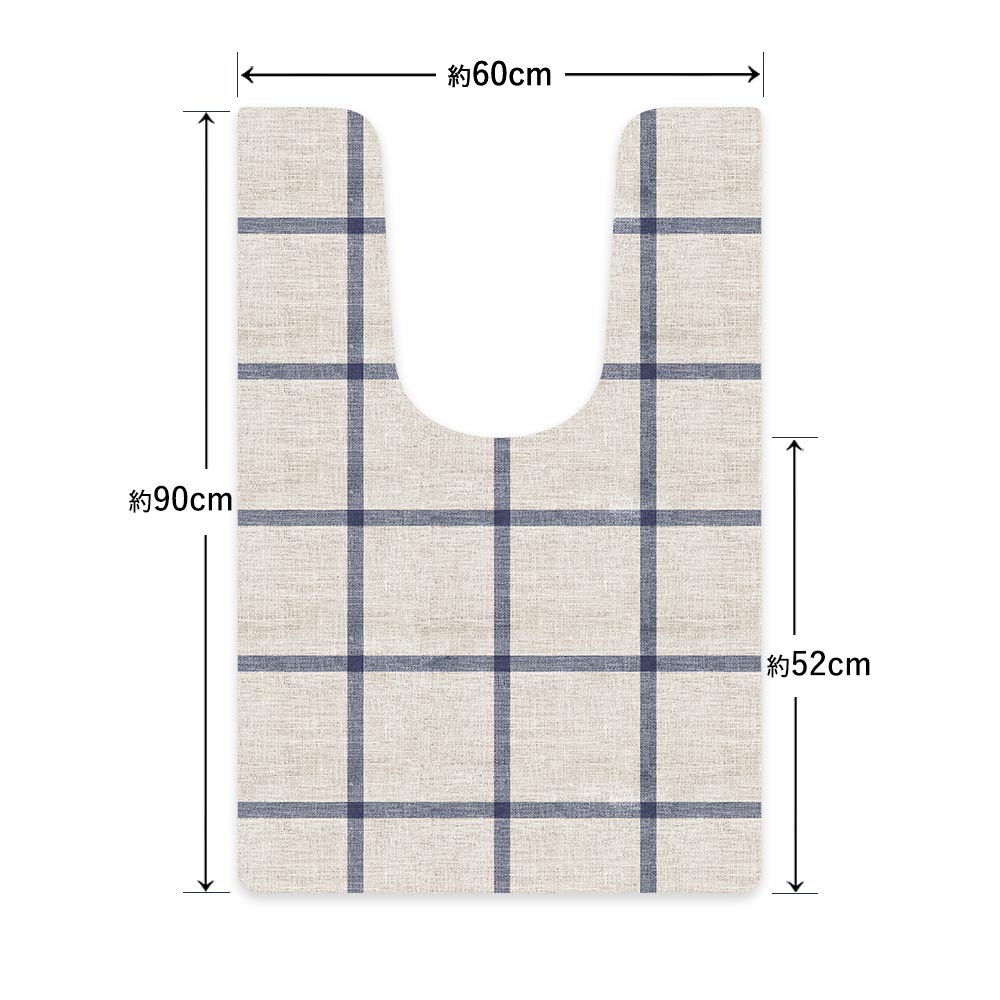 拭ける トイレマット Sheete me! シーテミー ロングタイプ 60cm×90cm ウィンドウペンチェック ブルー