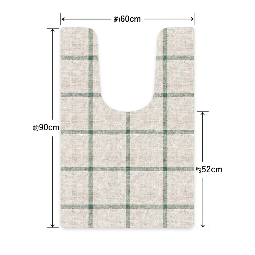 拭ける トイレマット Sheete me! シーテミー ロングタイプ 60cm×90cm ウィンドウペンチェック グリーン