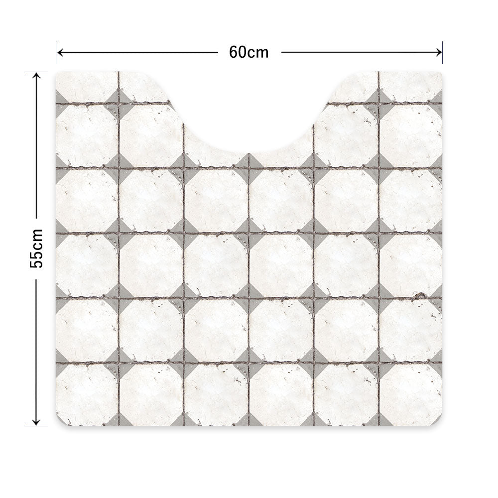 拭ける トイレマット Sheete me! シーテミー スクエアタイプ 60cm×55cm レトロタイル ダイヤ/グレー