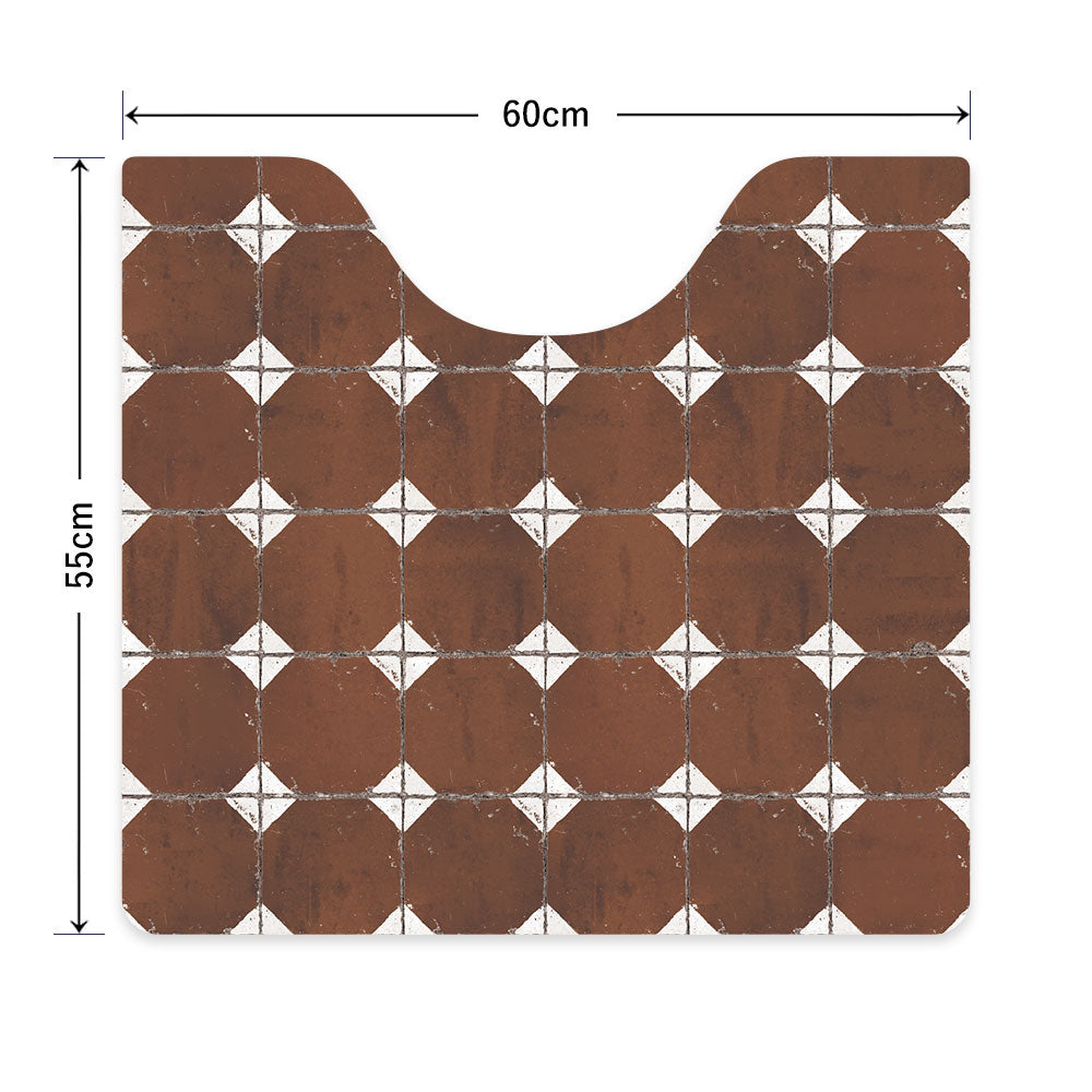 拭ける トイレマット Sheete me! シーテミー スクエアタイプ 60cm×55cm レトロタイル ダイヤ/ブラウン