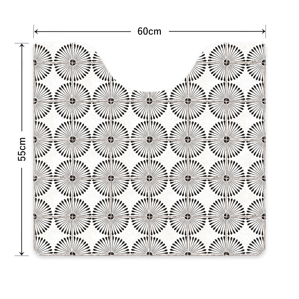 拭ける トイレマット Sheete me! シーテミー スクエアタイプ 60cm×55cm レトロタイル デイジー/ブラック