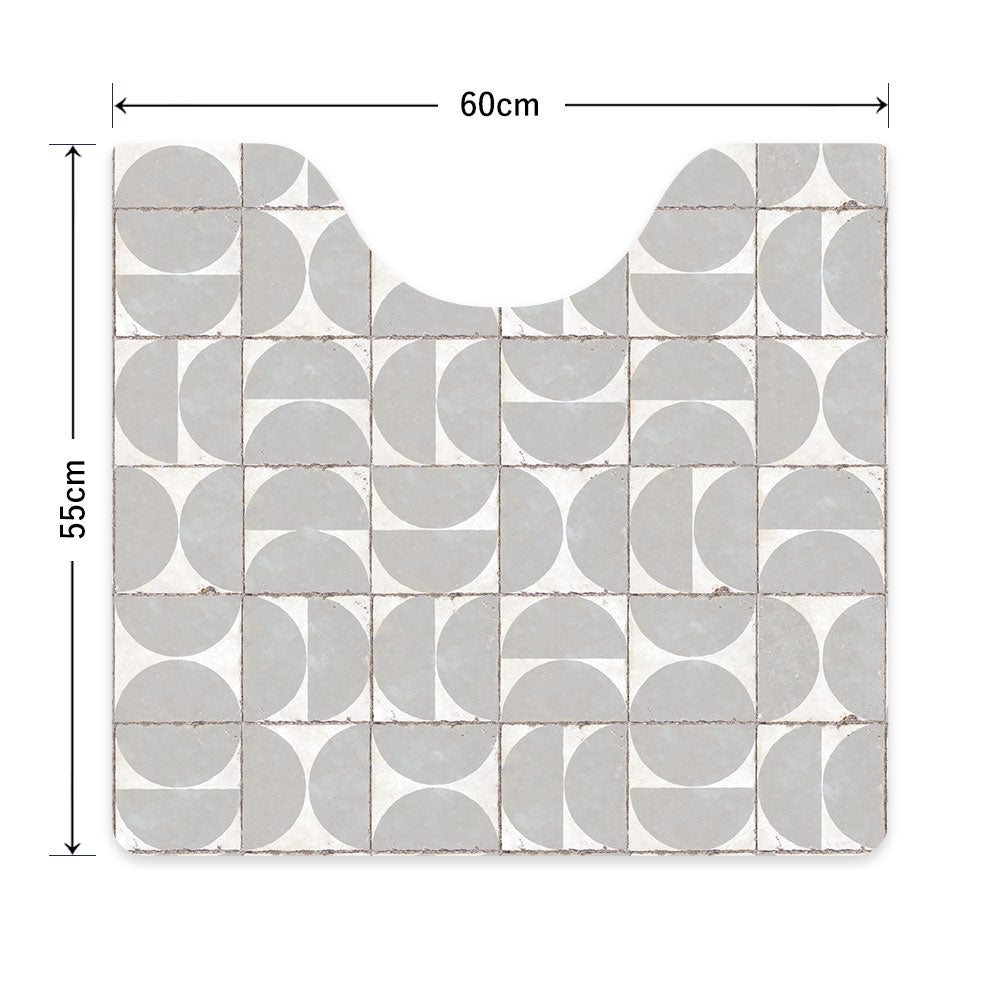 拭ける トイレマット Sheete me! シーテミー スクエアタイプ 60cm×55cm レトロタイル マルメ/グレー