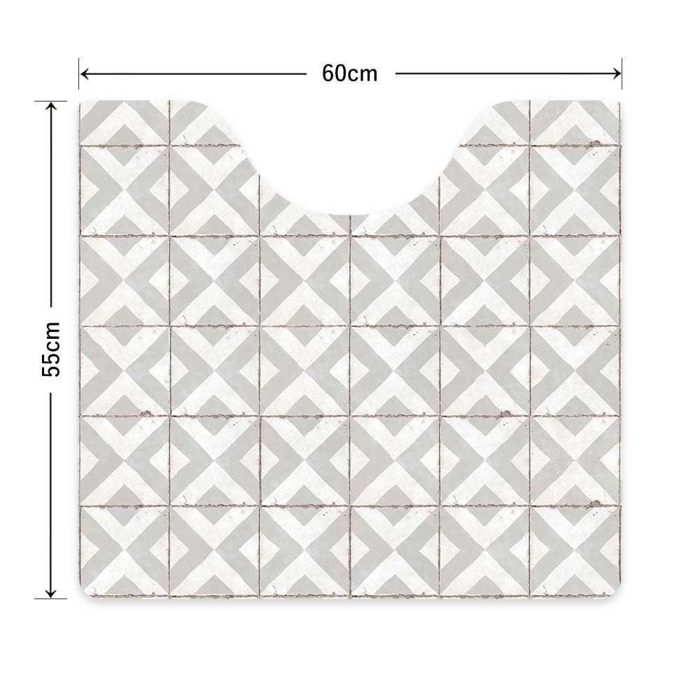拭ける トイレマット Sheete me! シーテミー スクエアタイプ 60cm×55cm レトロタイル テトラ/グレー
