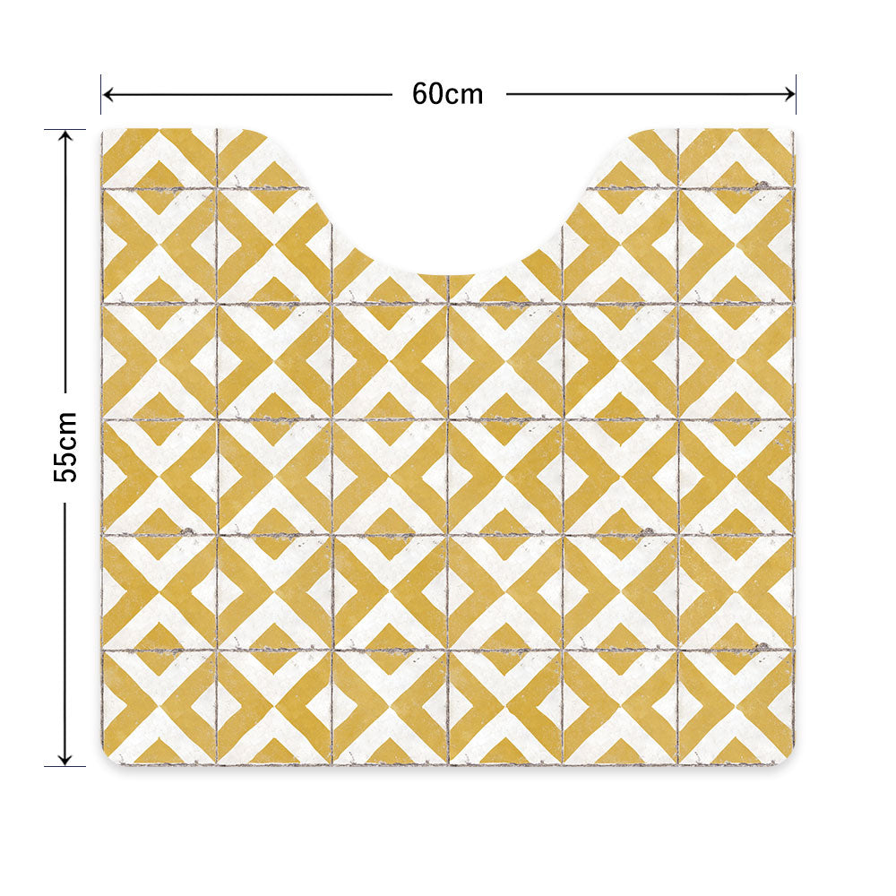 拭ける トイレマット Sheete me! シーテミー スクエアタイプ 60cm×55cm レトロタイル テトラ/イエロー