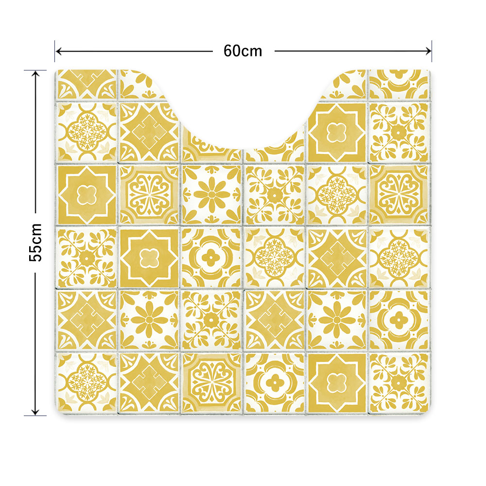 拭ける トイレマット Sheete me! シーテミー スクエアタイプ 60cm×55cm ランダムタイル イエロー