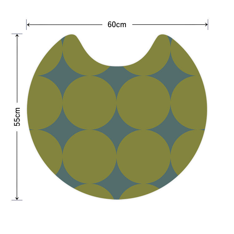 拭けるトイレマット 「Sheetan シータン」 サークル ドット06 グリーン×カーキ 60cm×55cm