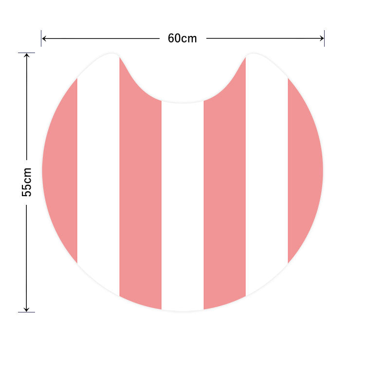 拭けるトイレマット 「Sheetan シータン」 サークル ストライプ03 ピンク×ホワイト 60cm×55cm
