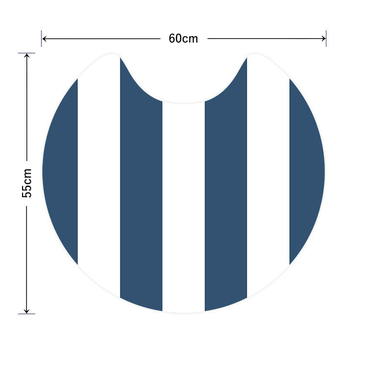 拭けるトイレマット 「Sheetan シータン」 サークル ストライプ04 ネイビー×ホワイト 60cm×55cm