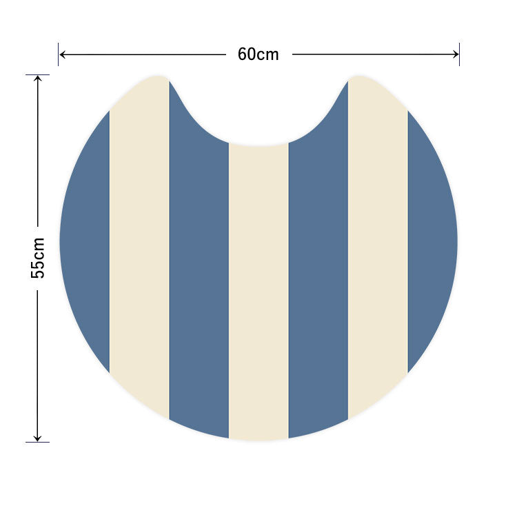 拭けるトイレマット 「Sheetan シータン」 サークル ストライプ05 ブルーグレー×ベージュ 60cm×55cm