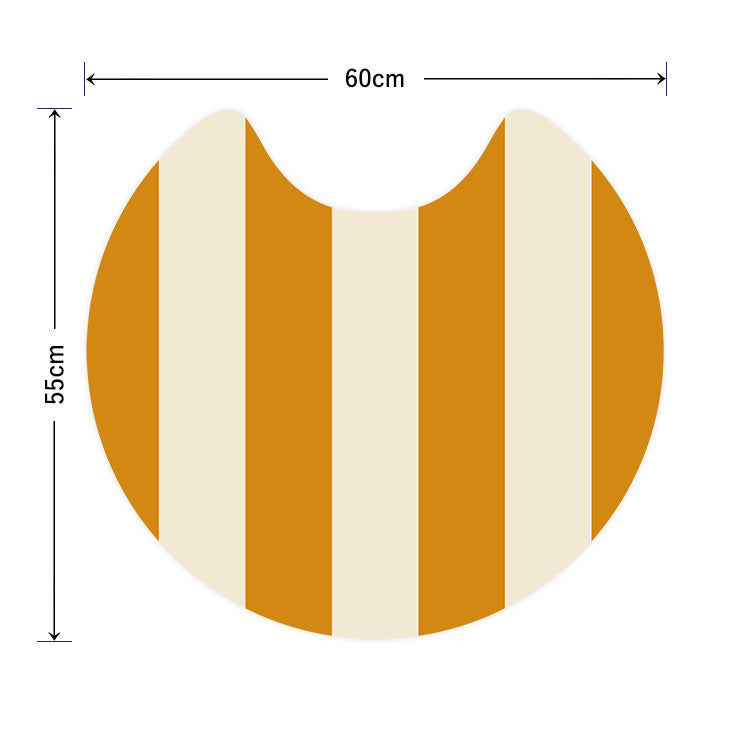 拭けるトイレマット 「Sheetan シータン」 サークル ストライプ07 マスタード×ベージュ 60cm×55cm