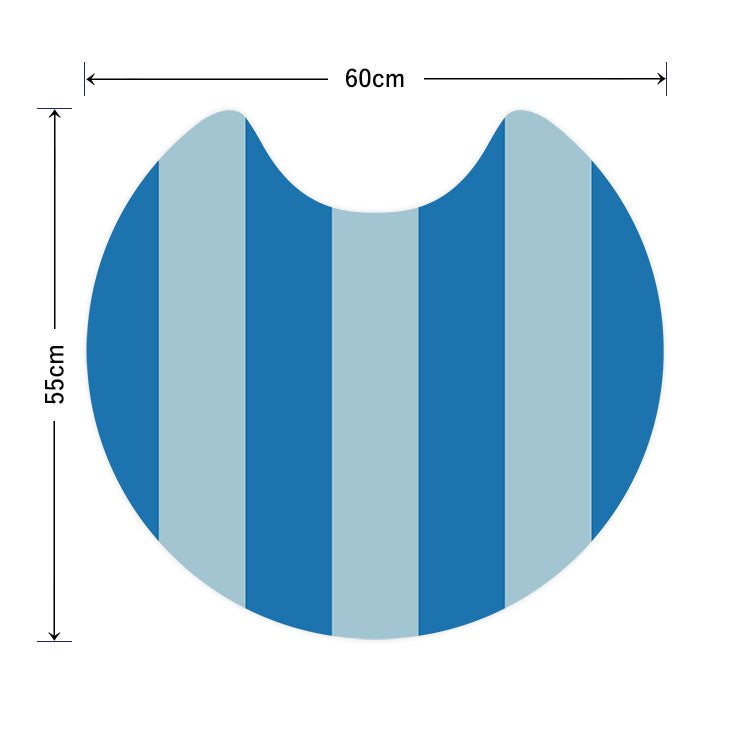 拭けるトイレマット 「Sheetan シータン」 サークル ストライプ09 ブルー×アクア 60cm×55cm