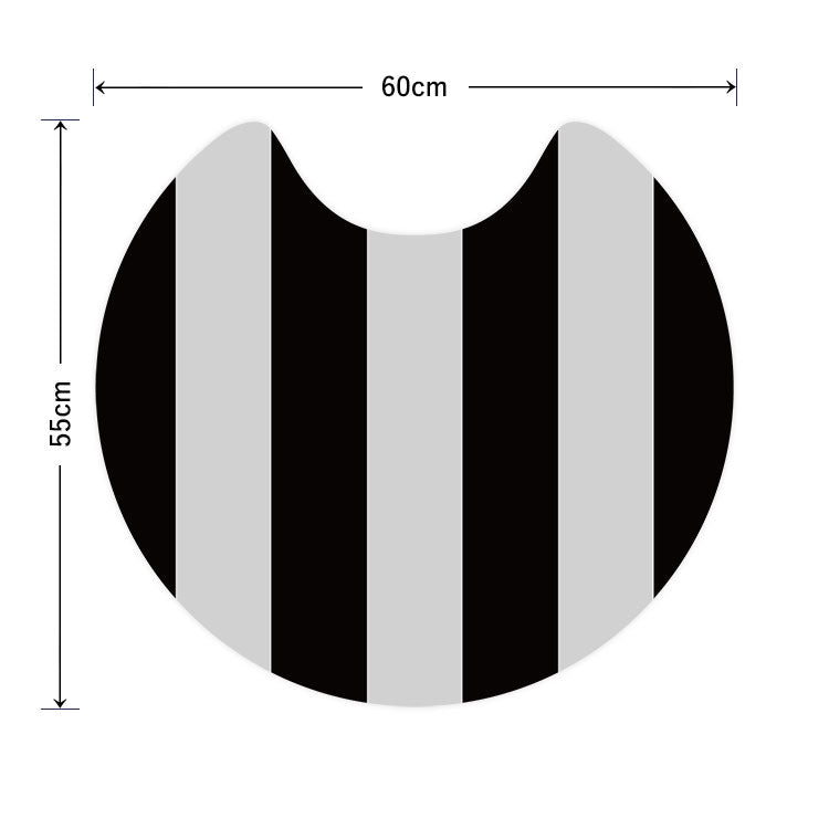 拭けるトイレマット 「Sheetan シータン」 サークル ストライプ12 ブラック×グレー 60cm×55cm