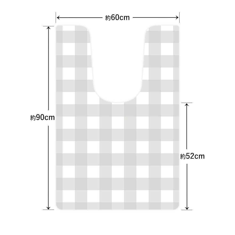 拭けるトイレマット 「Sheetan シータン」 ロング チェック01 グレー 60cm×90cm