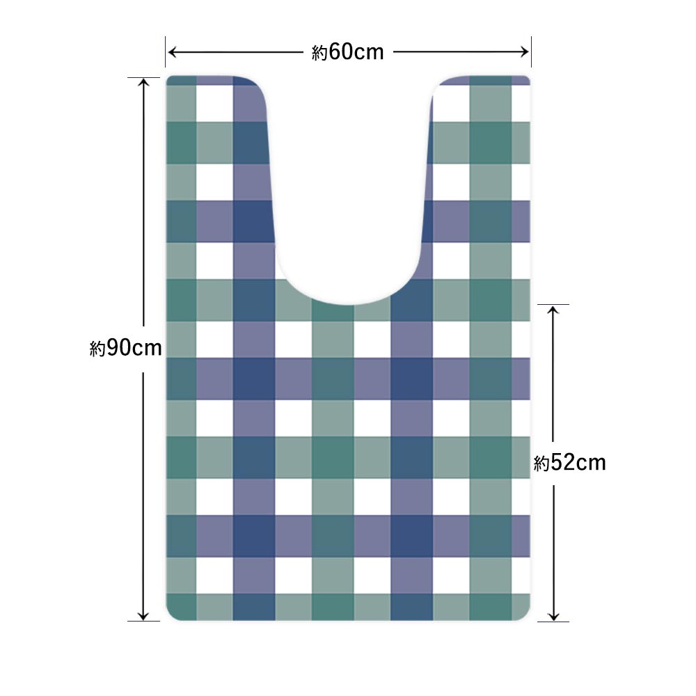 拭けるトイレマット 「Sheetan シータン」 ロング チェック05 グリーン×ブルー 60cm×90cm