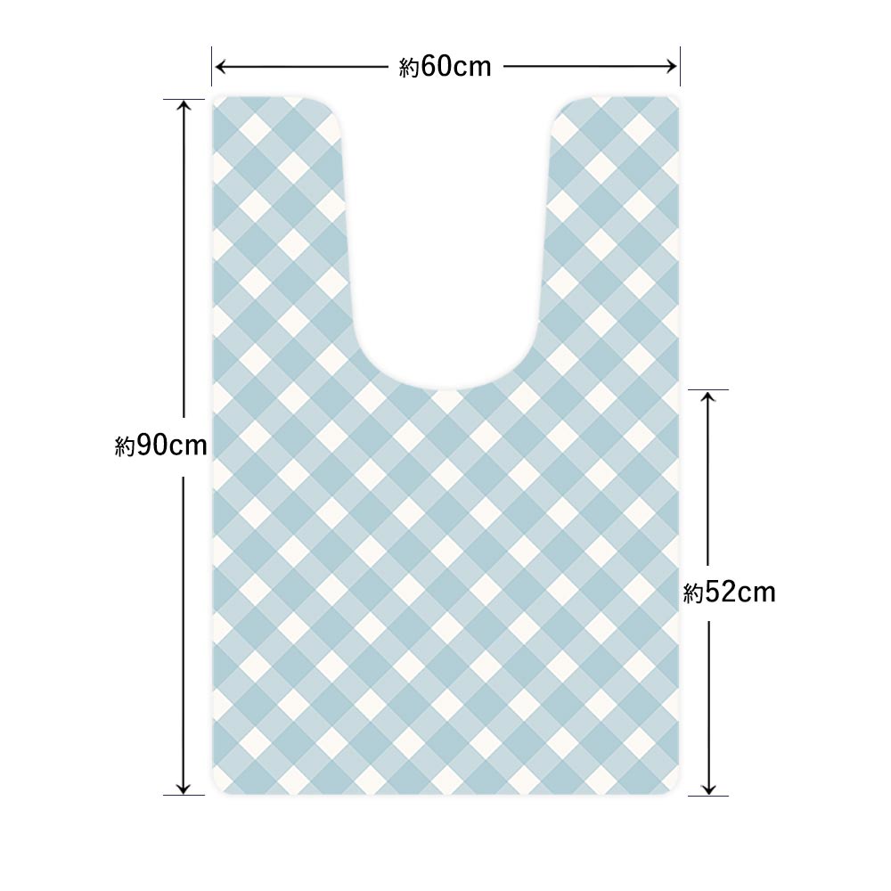 拭けるトイレマット 「Sheetan シータン」 ロング チェック06 アクア 60cm×90cm