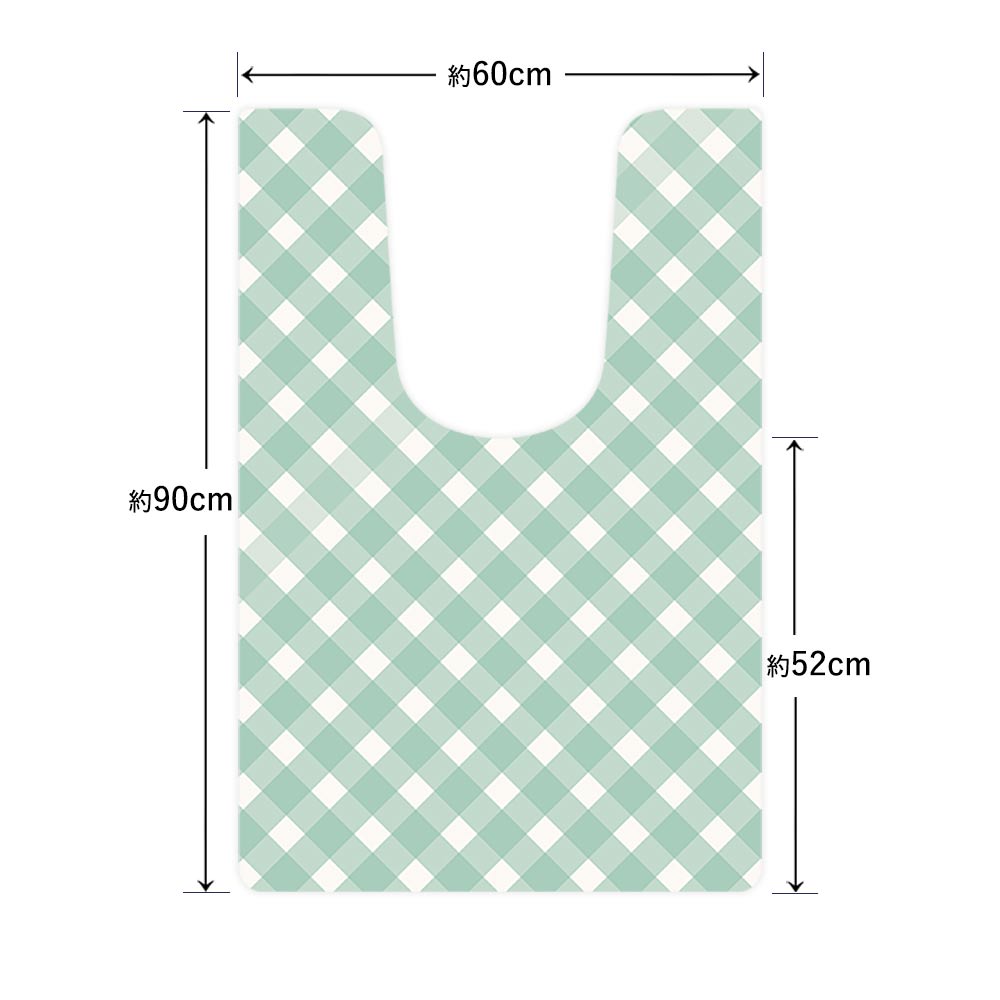 拭けるトイレマット 「Sheetan シータン」 ロング チェック07 ミント 60cm×90cm