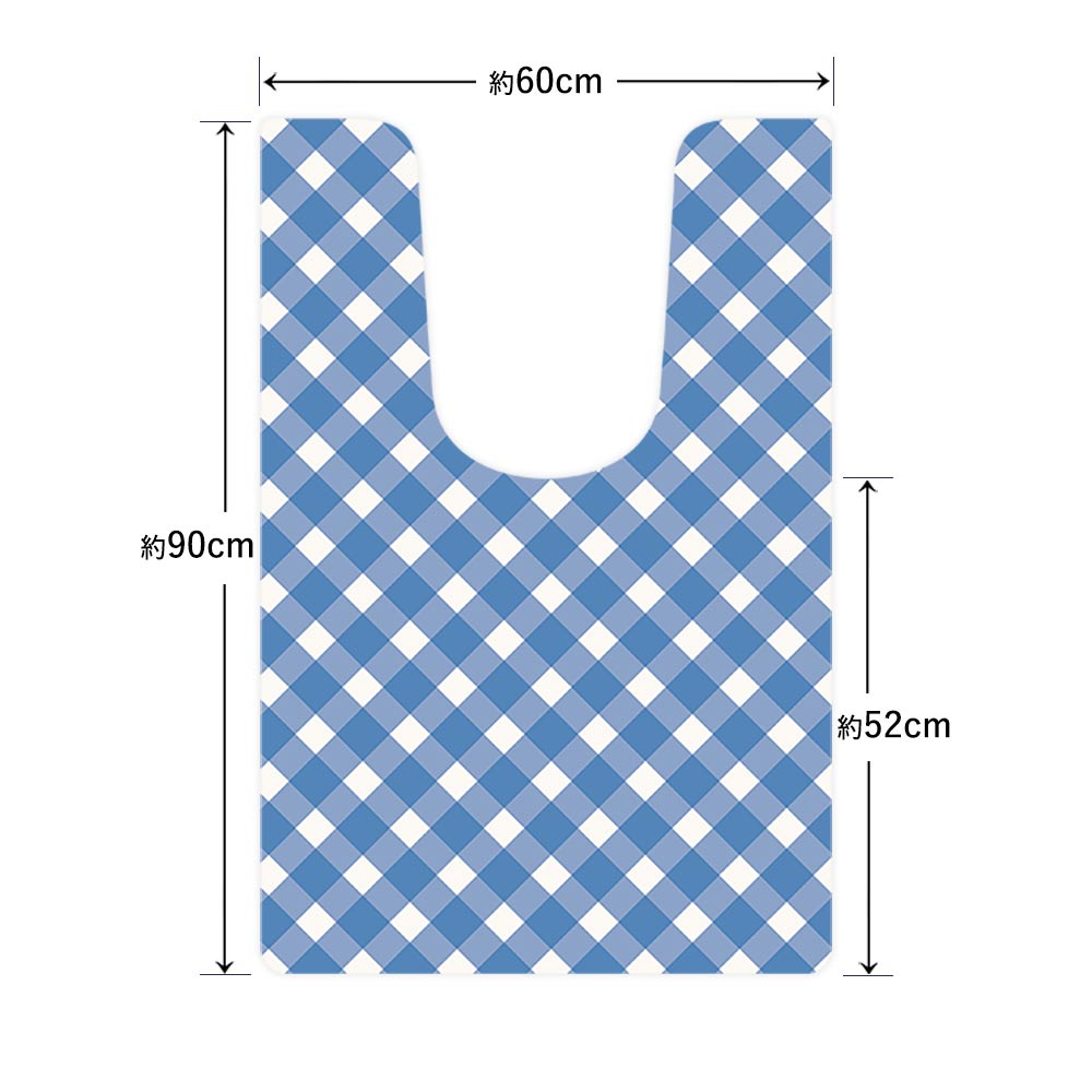 拭けるトイレマット 「Sheetan シータン」 ロング チェック09 ブルー 60cm×90cm