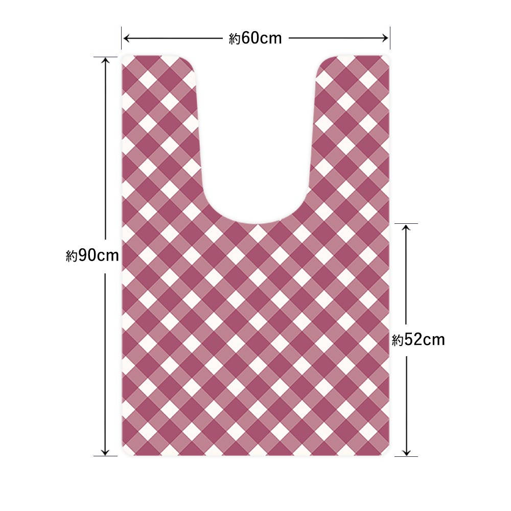 拭けるトイレマット 「Sheetan シータン」 ロング チェック10 ワイン 60cm×90cm