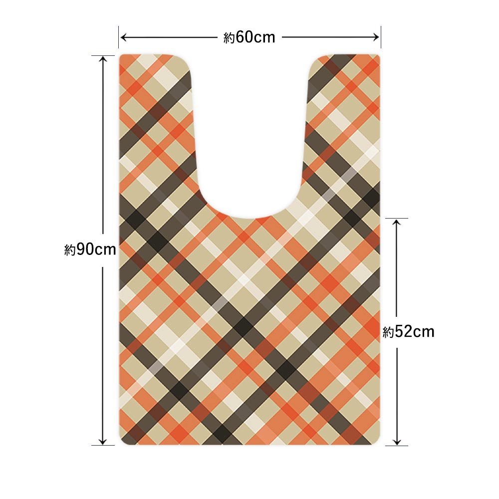 拭けるトイレマット 「Sheetan シータン」 ロング チェック12 シックランダム 60cm×90cm