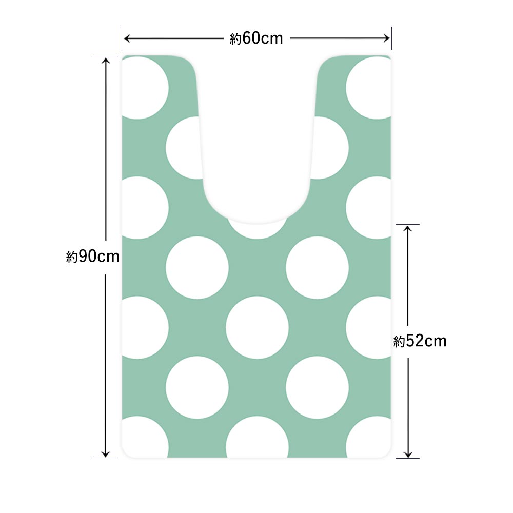 拭けるトイレマット 「Sheetan シータン」 ロング ドット01 ミント×ホワイト 60cm×90cm
