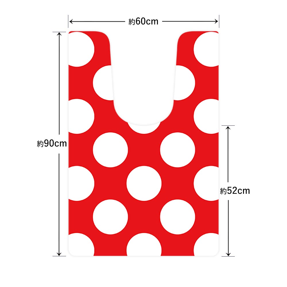 拭けるトイレマット 「Sheetan シータン」 ロング ドット04 レッド×ホワイト 60cm×90cm